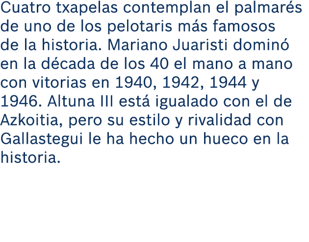 Cuatro txapelas contemplan el palmar s de uno de los pelotaris m s famosos de la historia. Mariano Juaristi domin en...
