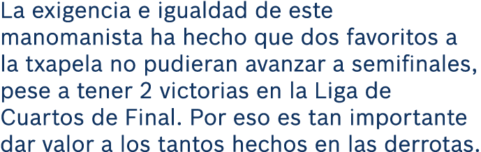 La exigencia e igualdad de este manomanista ha hecho que dos favoritos a la txapela no pudieran avanzar a semifinales...
