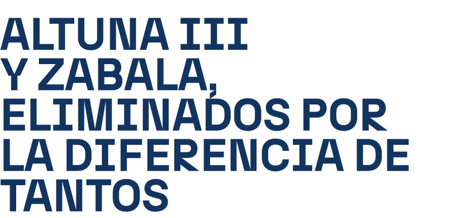 Altuna III y Zabala, eliminados por la diferencia de tantos